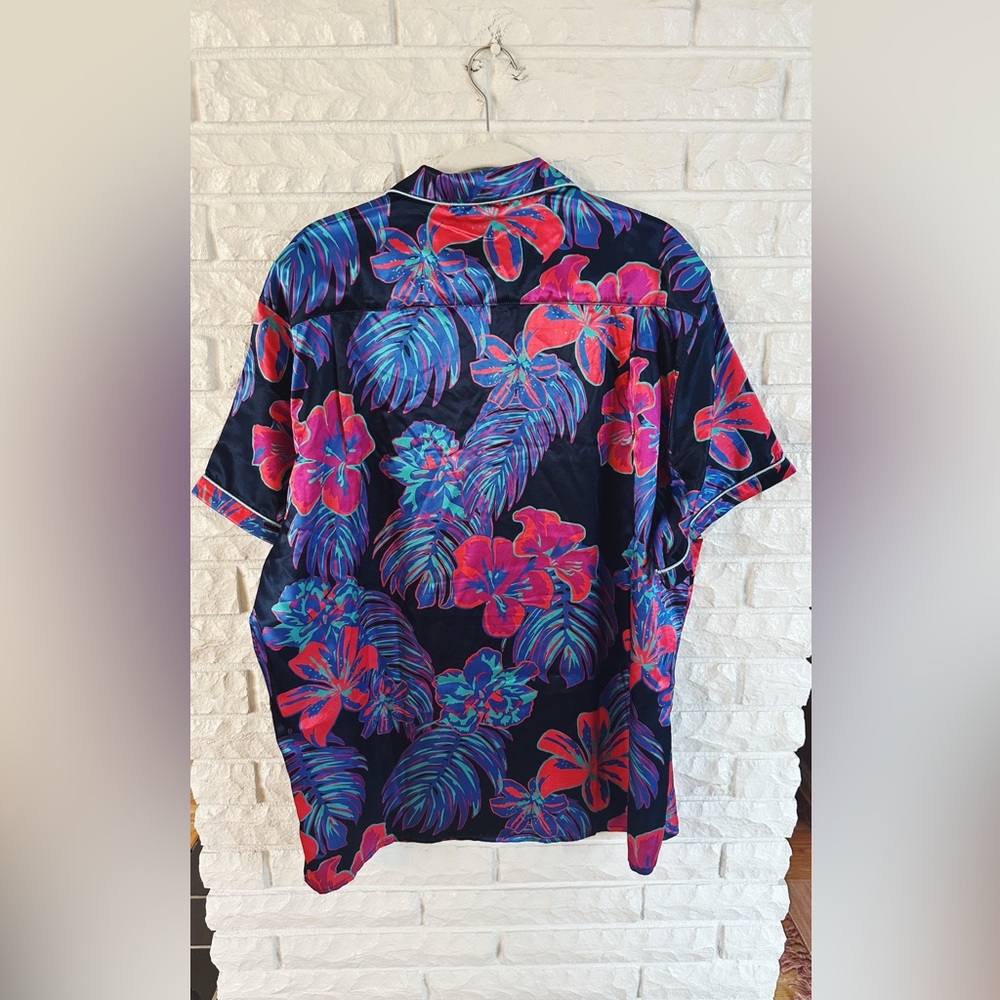 Men's Chubbies Tropical Floral Shirt and Short Pajama Set - Blue and Pink - Picture 5 of 9